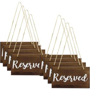 8 PCS Hanging Wooden Reserved Signs Rustic Reserved Seating Signs for Weddings Special Events Chairs Chair Hanging Sign Church Pews Restaurant Doorways