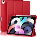 Akkerds Compatible with iPad Air 6th Generation 11 Inch Case M2 2024, for iPad Air 5th/4th Generation Case 2022/2020 10.9 Inch with Pencil Holder[Auto Sleep/Wake], Red