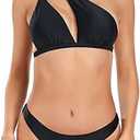 Edelqual Women's High Waisted Bikini Sets Tummy Control Swimsuit 2025 Collection Color Block Two Piece Bathing Suit (Red /White) M