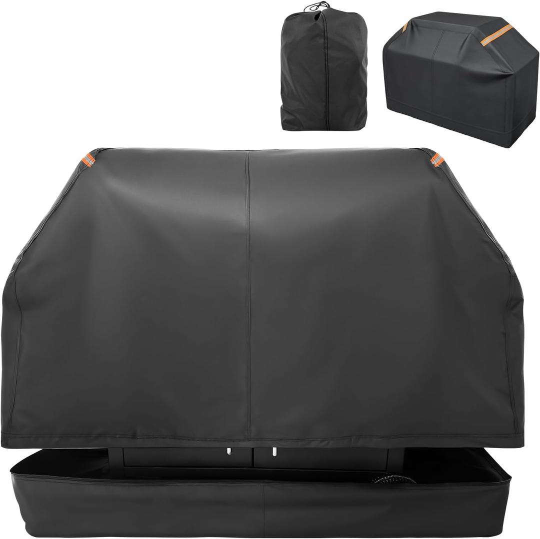 Fully Enclosed Grill Cover 60-Inch,Waterproof Zipper Grill Cover,BBQ Grill Cover Made of 600D,Animal Fade-Resistant,UV-Protection,Gas Grill Cover for Weber,Nexgrill CharBroil and More Black