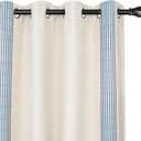 DriftAway Chris Linen Blackout Curtains with Thermal and Sound Reducing Layer 84 Inches Long for Bedroom Striped Printed Drapes Thermal Insulated Lined Window Treatments for Living Room Cabana Navy (52"W x 84"L (Pack of 2))