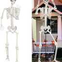 Lodou 1PC 7.9ft/240cm Halloween Giant Skeleton Full Body Realistic Human Bones with Adjustable Joints for Indoor Outdoor Halloween Decor