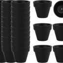 36 Mini Black Flower Pots, 2 inch Clay, Cactus & Succulent Nursery Pots with Drainage, Indoor/Outdoor