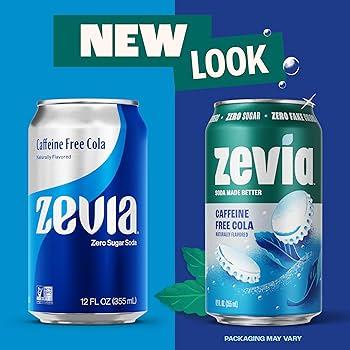 Zevia Zero Sugar Soda, Caffeine Free Cola, 12 oz Cans (24-Pack) – Naturally Sweetened, Zero Calorie Sugar Free Soda - Non-GMO Project Verified, Gluten-Free, Vegan BB 4/28/27