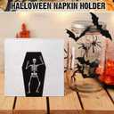 Domensi Halloween Napkin Holder for Table Decor Metal Coffin Paper Towel Holder Gothic Freestanding Tissue Dispenser Black Kitchen Accessories for Countertop Farmhouse Vintage Indoor Gift Decoration