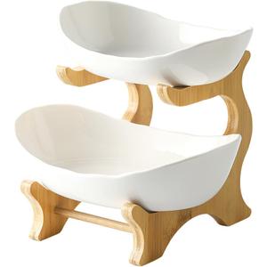 2 Tier Fruit Bowl for Kitchen Counter Fruit and Vegetable Storage Tiered Fruit Bowl,2 Tier Fruit Basket for Kitchen Counter, 2 Tiered Fruit Tray Stand