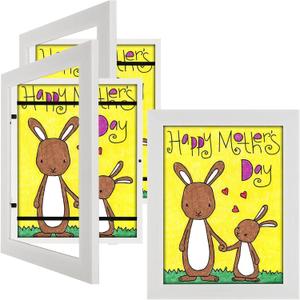 3 Pack 8.5x11 Kids Art Frames White, Kids Artwork Frames Changeable Child Artwork Picture Display Front Opening, Rustic Children Storage Frame Hold 50pcs Craft, Drawing, Art Project, Schoolwork