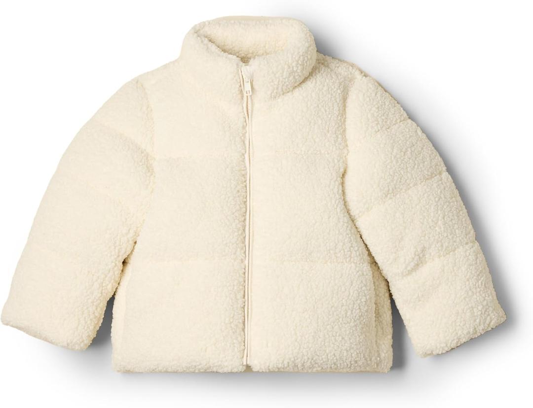 Amazon Essentials x Sofia Grainge Unisex Toddlers and Babies Teddy Puffer Jacket (2T, Ivory)