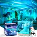 Northern Lights Projector Aurora Light Projector, 18-Color Sunset Lamp Cool Stuff for Teen Girls Game Room Decor for Teen Girls, Mood Lighting Galaxy Projector for Bedroom Decorations, Boy Girl Gifts (White)