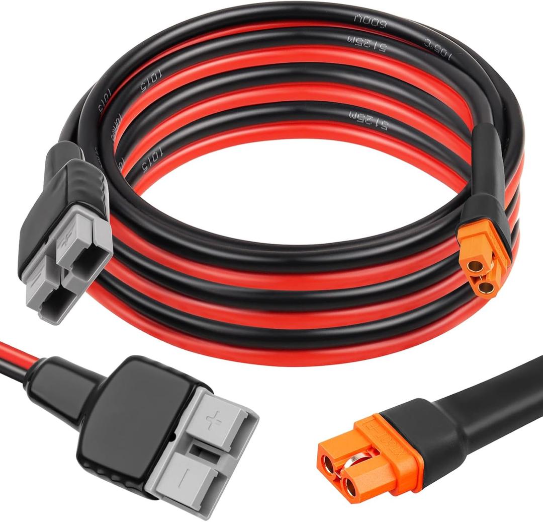 XRDS -RF 10AWG Anderson SB50 to XT60i Female Cable, 10FT Tinned Copper Power Wire for Lithium Batteries, Solar Generators, Inverters, 12V/24V DC Systems