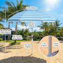8ft Large Beach Umbrella,Heavy Duty Wind Resistant Portable Sun Shade w/Tilt Pole&Sand Anchor,Shoulder Carry Bag,Removable Hook,UV 50+ Protection,Air Vents Design for Patio Garden Pool