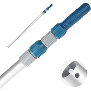 Professional 12 Foot Telescopic Aluminum Swimming Pool Pole - Attach Connect Skimmer Nets, Rakes, Brushes, Vacuum Heads Cleaning