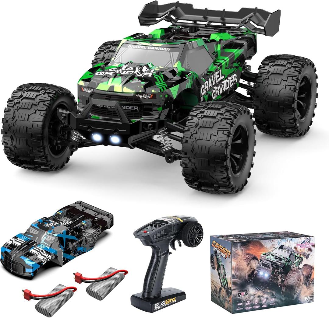 1:14 Brushless Remote Control Cars, 60KM/H Off-Road All Terrain Electric RC Truck, 4WD RC Truck with 2.4 GHz Remote Control and 2 Lipo Batteries for Kids Adults Boys Gifts