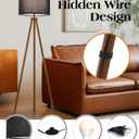 ELYONA Wood Tripod Floor Lamp Modern Standing Lamp with Black Drum Shade, Industrial Tall Reading Lamp for Office Living Room Bedroom, ETL Listed Walnut & Black, 3 Color Temperatures LED Bulb Include, Walnut Black