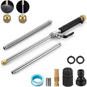 Hydro Jet High Pressure Power Washer-high pressure cleaning tool Extra Long Extendable Wand,Flexible Water Hose Universal Nozzle,Gutter Patio Car Pet Window Cleaning tool black