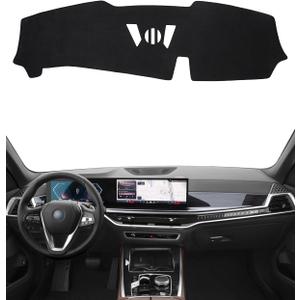 BIBLOZ Dash Cover for BMW X5 2024 2025 & BMW X7 2023-2025 Accessories Black Flannel Dashboard Cover Mat Car Dashboard UV Sun Protection(No HUD)