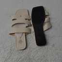 OYOANGLE Women's Textured PU Leather Square Open Toe Flat Sandals Cut Out Slide Sandal Beige, Size 8.5