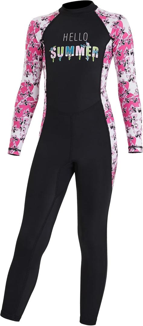 DIVE & SAIL Kids One Piece Long Sleeve Swimsuit Sun Protection Sunsuit Rash Guard