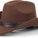 Vintage Western Cowboy Hat for Men Outback Cowgirl Hat M/L (Brown, M)