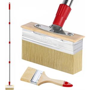 60" Long Handle 6" Deck Stain Brush Applicator with 3" Paint Brush for Woodstains, Oils, Decking, Decking Stains, Deck Coatings, Fence Wall Furniture Paints