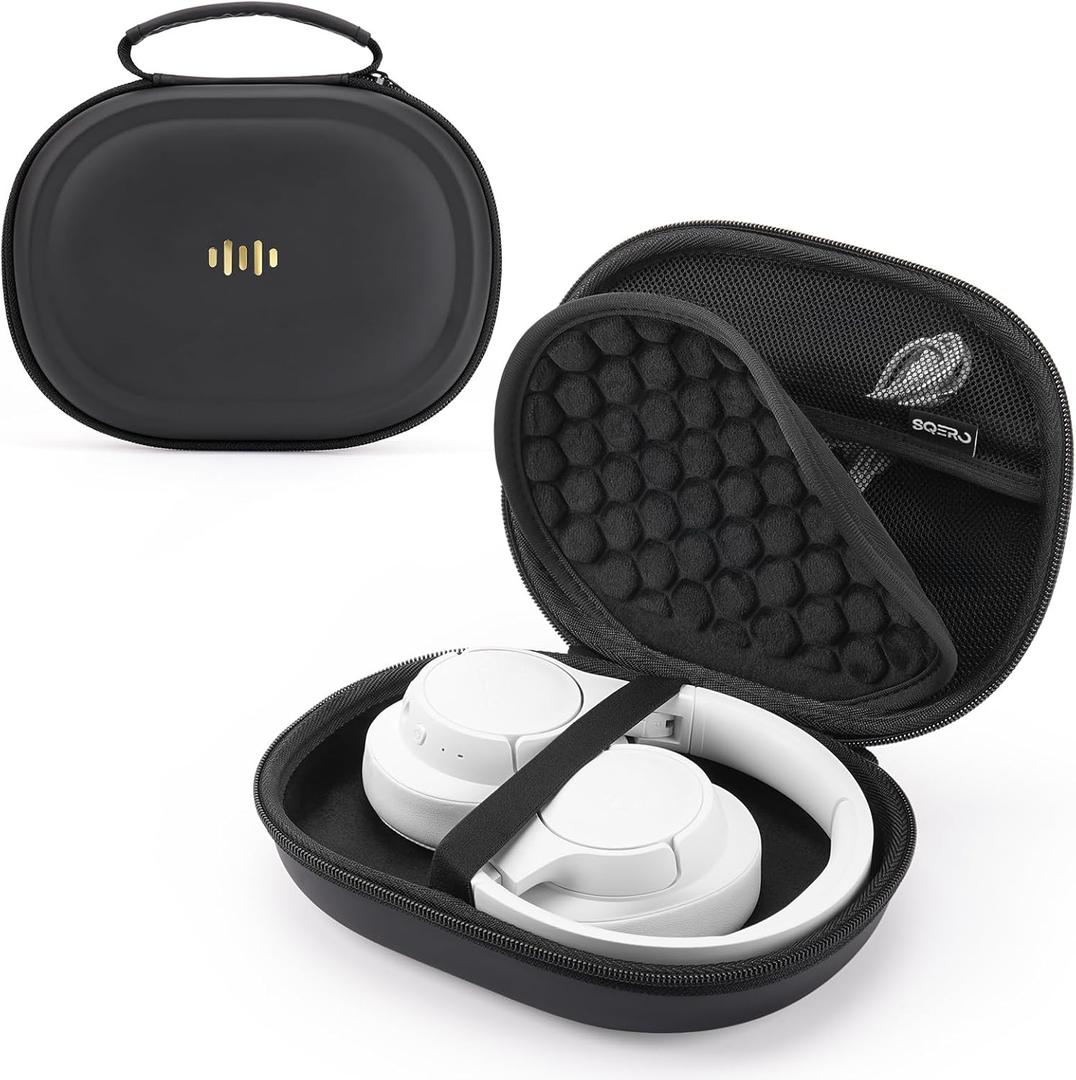 Headphone Case Hard Shell for Bose Quietcomfort/Skullcandy/JBL Tune 720BT/520BT/510BT/Live 770NC/460NC, Super-Slim Upgrade PU Pocket Over-Ear Headset Universal Portable Travel Organizer Bag (Black)