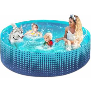 Jasonwell Foldable Dog Kiddie Pool - Hard Plastic Kids Paddling Pool Toddler Baby Swimming Pools for Backyard Collapsible Whelping Box Pet Doggie Cats Wading Pools Bathtub for Puppy Large Dogs 87In (Green)