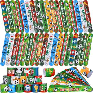 2 x OCTERIC 60 Pcs Soccer Slap Bracelets, Sport Snap Bracelets Bulk Soccer Themed Fun Party Favors for School Classroom Prize Celebration Gifts Party Accessories