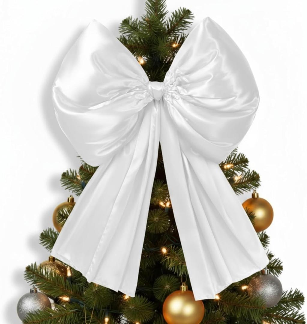 Daifunli 32 x 41 Inches Extra Large White Satin Bows for Coquette Room Decor Giant Bow Birthday Party Decorations for Home Wall Valentine's Spring Wedding Baby Shower Party Decor