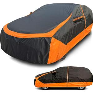 All Weather Outdoor SUV car Covers with ZipperDoor and Reflective Strip for Nissan RogueSport,Honda HR-V, Hyundai Kona/Tucson, ToyotaC-HR, Audi Q3,Lexus Ux 100% Rainproof (SUVLength 168-176 inch)