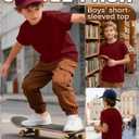 Boys Shirts Short Sleeve Summer Tops Kids Crew Neck Loose Casual Basic Tees for Boys 5-14 Years