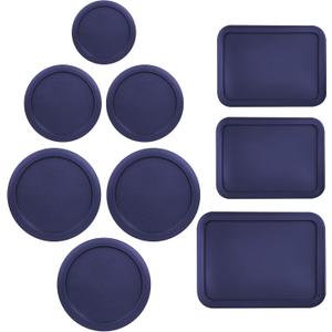 Replacement Lids for Pyrex Glass Food Storage Containers Rectangular (1) 1-Cup (2) 2-Cup (2) 4-Cup (1) 7-Cup (2) 3-Cup (1) 6-Cup Round Rectangle (Blue)