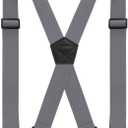 Sintege X Back Hidden Suspender 1.5 Inches Under Clothing Heavy Duty Work Suspenders for Men Women (Gray)