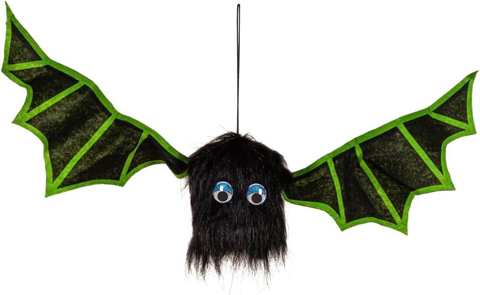 Evergreen Flag Animated Motion Activated Shaking Bat with Sound Hanging Dcor | Indoor and Outdoor | Halloween Decoration for Front Door Garden Patio Party (Green)