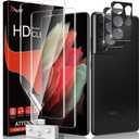 TAURI [Designed for Samsung Galaxy S21 Ultra 5G, 2 Pack Flexible TPU Screen Protector + Camera Lens Protector, Support Fingerprint Unlock, Easy Installation, Bubble Free] (Clear)