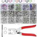 CHEPULA Craftsmanship DIY 200 Sets Metal Snaps Buttons with Fastener Pliers Press Tool Kit for Sewing and Crafting (10 Colors, 9.5mm) (Hollow)