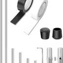 6 ft Aluminum Color Guard Flag Pole with Weight, 2 * 3-ft Color Guard Pole, Can Be Used Alone 3ft, with Plastic Black End Cap Tips and Tape for Standard Lightweight Practice Pole Flags