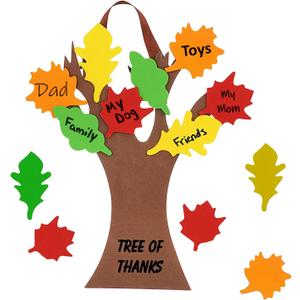4E's Novelty Thankful Tree Craft Kit 12-Pack, Foam, Self-Adhesive - 11 Tree of Thanks, Thanksgiving Tree Craft, Ideal for Fall Crafts for Kids 4-8, Perfect Gratitude Tree Kit with Leaves to Write On