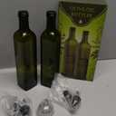 AOZITA [2 PACK 17 oz Glass Olive Oil Dispenser Bottle Set - 500ml Dark Green Oil & Vinegar Cruet Bottle with Pourers, Funnel and Labels - Olive Oil Carafe Decanter for Kitchen