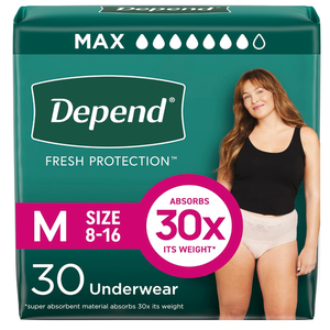 Depend Fresh Protection Adult Diapers, Incontinence & Postpartum Bladder Leak Underwear for Women, Disposable, Maximum, Medium, Blush, 30 Count