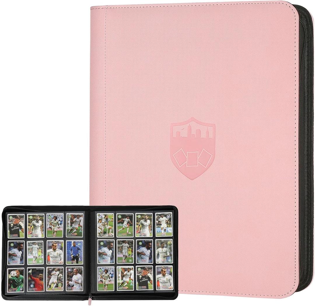 Trading Card Binder 12 Pocket, GERMUN PU Cover Card Binder for 720 Cards, Premium Trading Card Holder Folders, Double Sided Pocket Card Album for MTG, TCG (Pink)