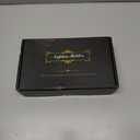 Wican Guest Towel Holder Tray for Bathroom, Oak and Iron Napkins Holder for Powder Room Dinning Table Wooden Basket for Disposable Paper Hand Towels Gold and Black (9.06 x 5.51 x 2.56 inchs)