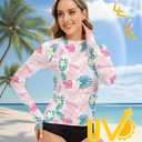 Long Sleeve Swimsuits Rash Guard Bathing Suit for Women UPF 50+ SPF UV Protection Shirts with Pockets, Medium