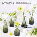 SUPMIND Glass Bud Vase Set of 5, Green Small Flower Vases for Centerpieces in Bulk, Mini Vintage Vase for Rustic Wedding, Home,Table Decoration