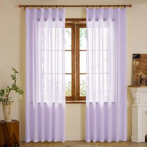 Pinch Pleated Sheer Curtains 80 Inches Long Light Filterring Sheer Semi Voile Drapes Pinch Pleated Curtains for Living Room Bedroom(Light Purple, 42 W x 80 L, 2 Panels)