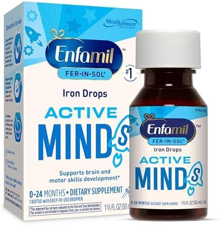 Pack of 2, Enfamil Fer-In-Sol Iron Supplement Drops for Infants & Toddlers, Supports Brain Development, 50 mL Dropper Bottle, BB 01 OCt 0225
