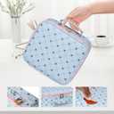 M Y U R E N Travel Makeup Bag,Waterproof Cosmetic Organizer, Adjustable Dividers,Portability Cosmetic Train Case,Makeup organizer,Gift for Women,Girls Gift (Blue+Pink)