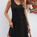Women's Sleeveless Mini Sundress with Side Slit for Summer Going Out (L)