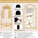 Metal Arch Backdrop Stand and Cover Set, 7.2FT Gold Wedding Backdrop Arch Frame Stand with Cover, Balloon Arch Stand with Black Arch Cover for Party Birthday Baby Shower Graduation Decorations