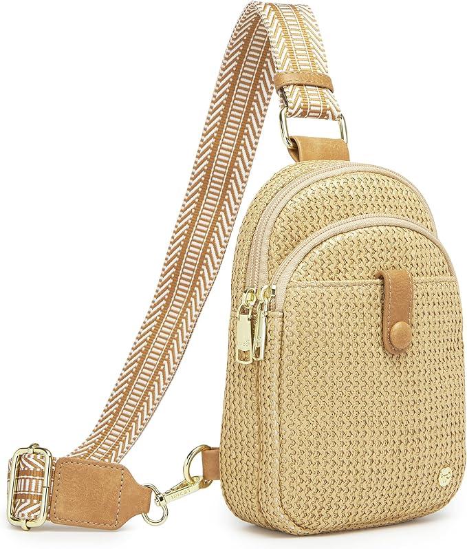 AOCINA Faux Straw Crossbody Bags for Women Small Sling Bag Summer Purse 2026 RFID Raffia Woven Purses Travel Beach Vacation