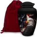 Patriotic Hearts Eagle Extra Large Urn for Human Ashes | American Flag Cremation Urn for Adults, Veteran, Extra Large Size, Handmade Funeral Urns with Velvet Bag